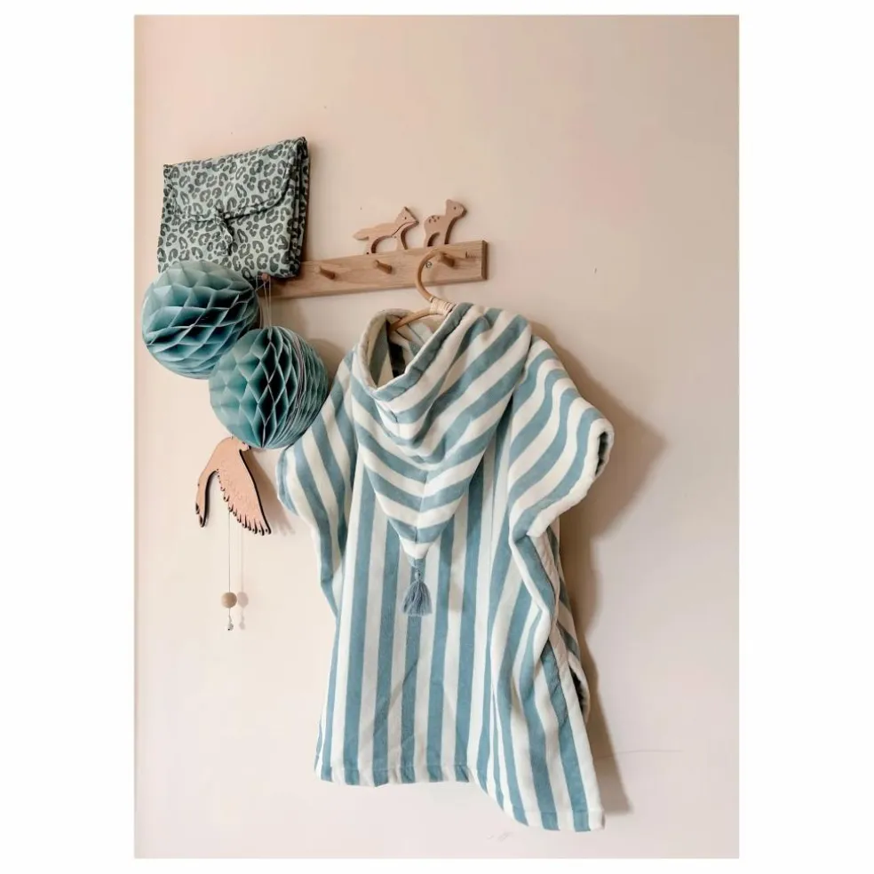 Poncho de bain Suzon rayé | Bleu ciel