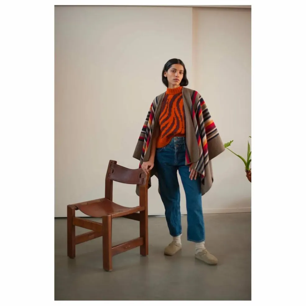 Poncho Long Apache Laine Recyclée | Gris