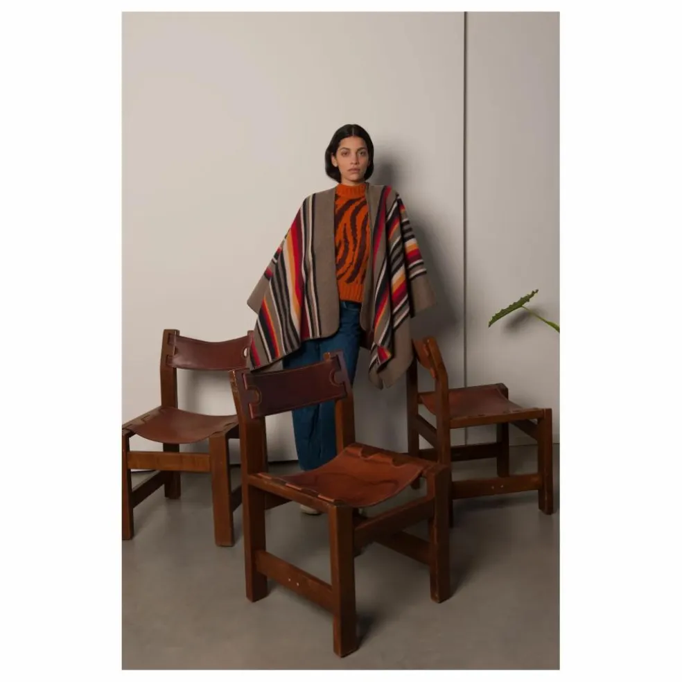 Poncho Long Apache Laine Recyclée | Gris