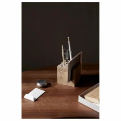 Porte-crayons Klint en travertin | Ocre