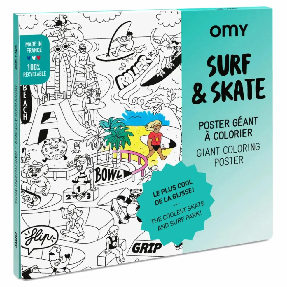 Poster à colorier - Surf & skate