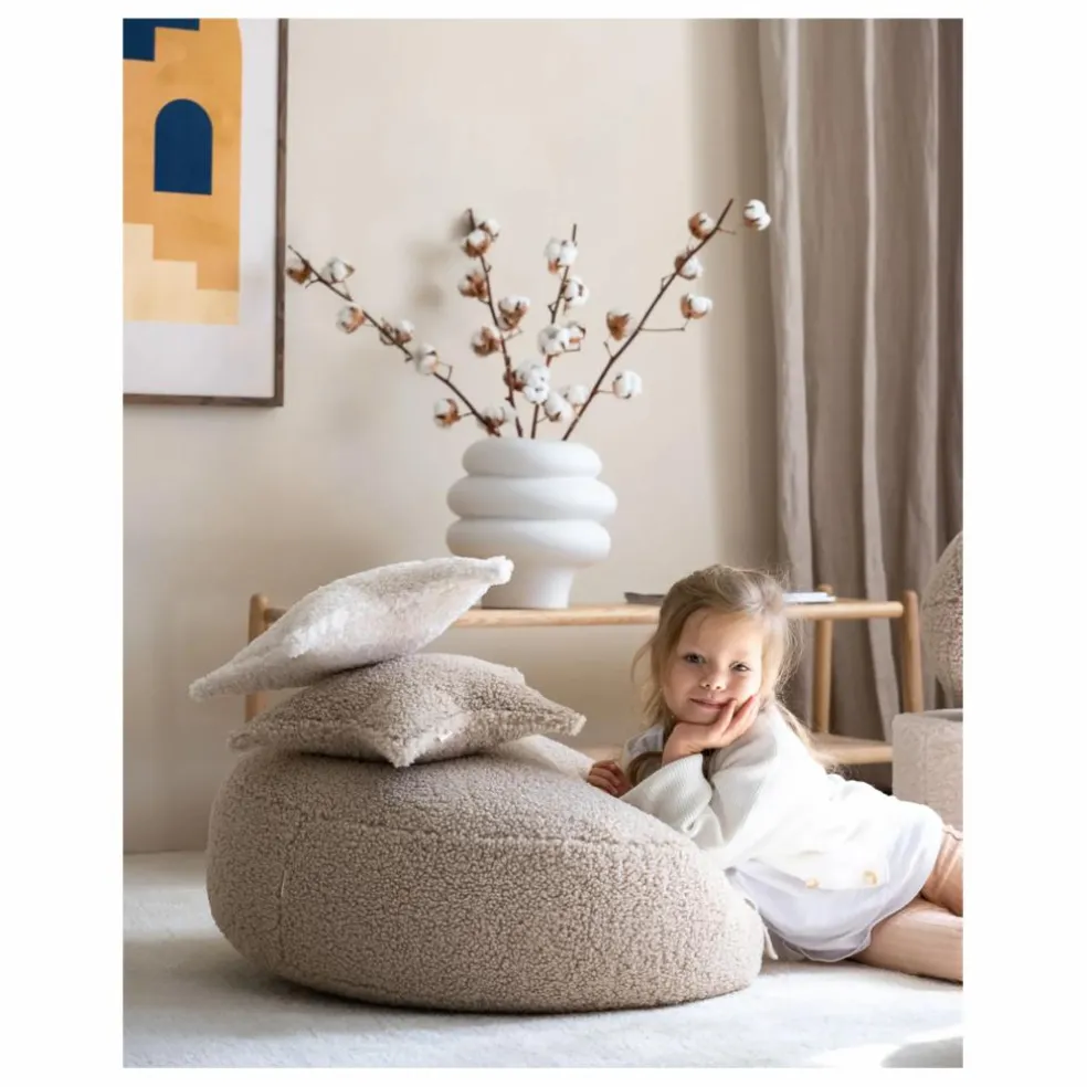 Pouf en teddy | Beige