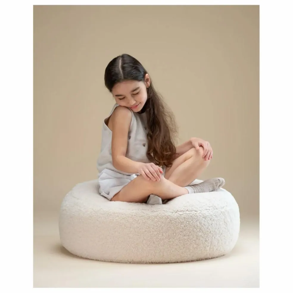 Pouf en teddy | Ecru