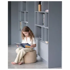 Pouf en velours côtelé | Beige