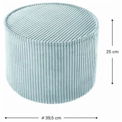 Pouf en velours côtelé | Bleu Clair