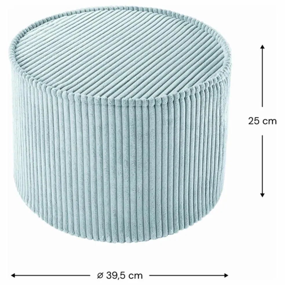 Pouf en velours côtelé | Bleu Clair