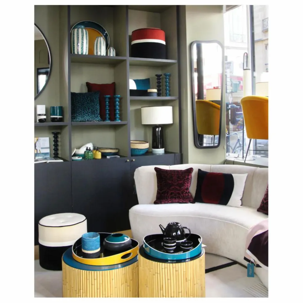 Pouf Léo en velours | Beige