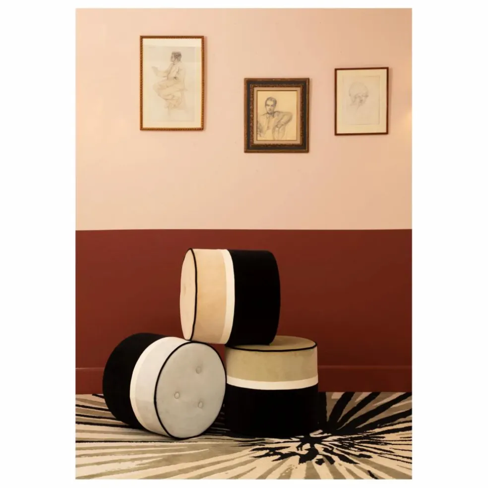 Pouf Léo en velours | Beige