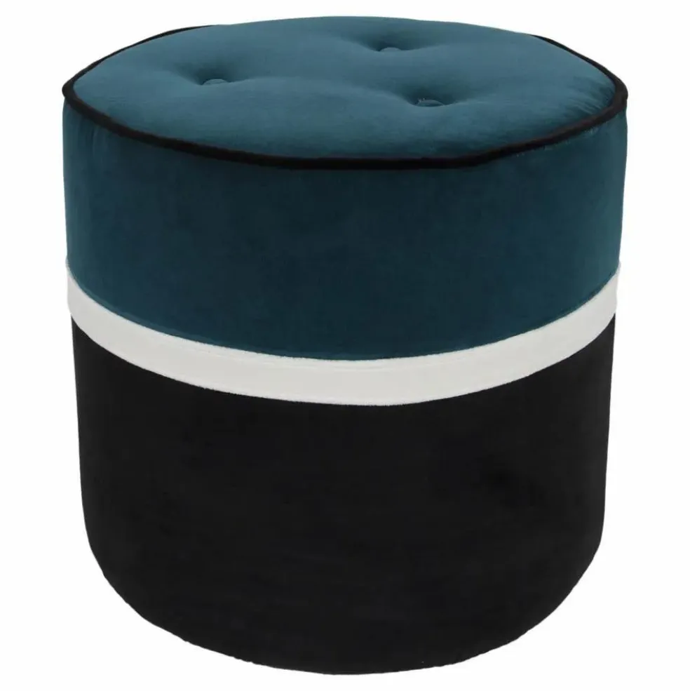 Pouf Léo en velours | Bleu Sarah