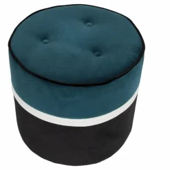 Pouf Léo en velours | Bleu Sarah