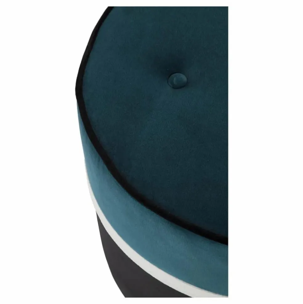 Pouf Léo en velours | Bleu Sarah