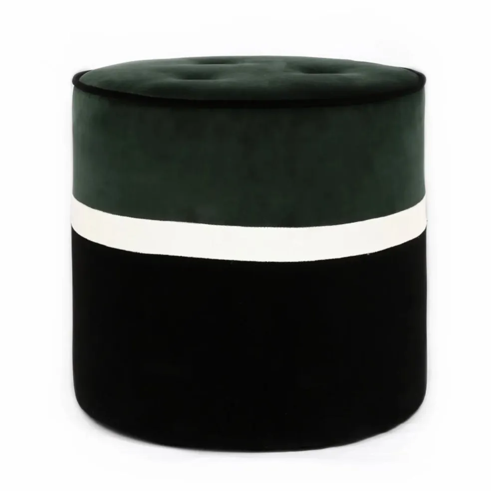 Pouf Léo en velours | Vert sapin