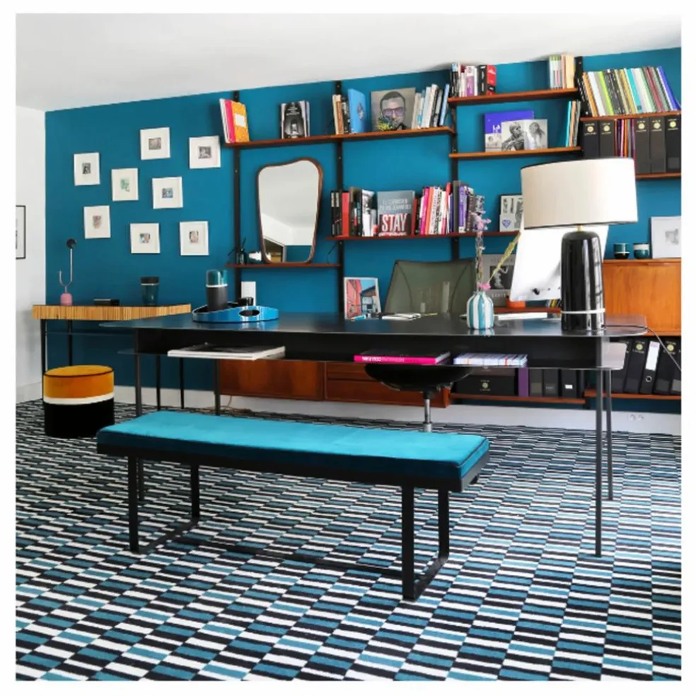 Pouf Léo en velours | Vert sapin
