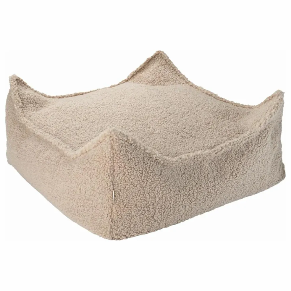 Pouf ottoman en teddy | Beige