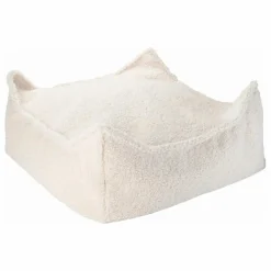 Pouf ottoman en teddy | Ecru