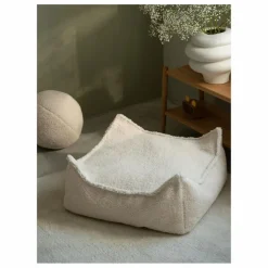 Pouf ottoman en teddy | Ecru