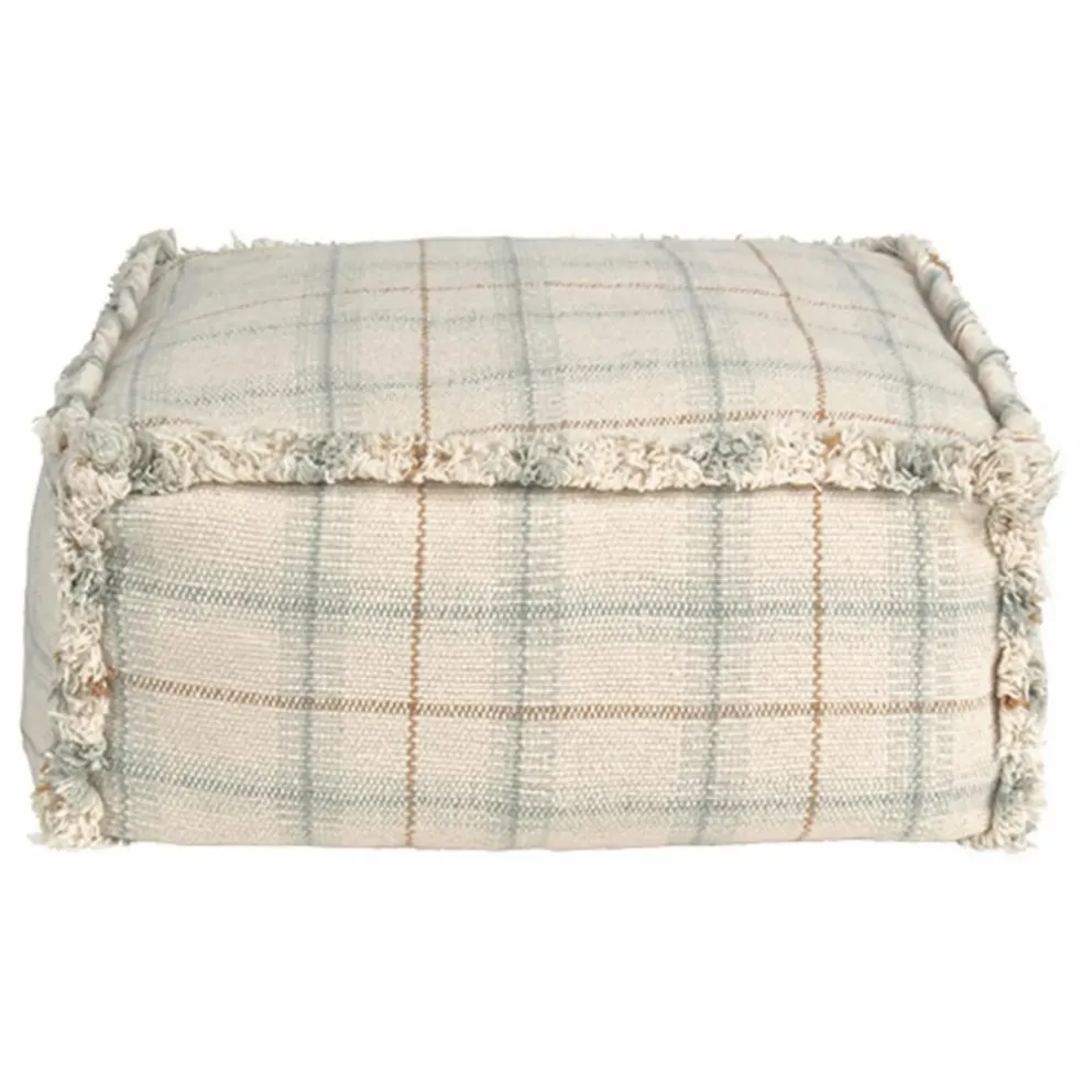 Pouf Tartan | Bleu Glacier