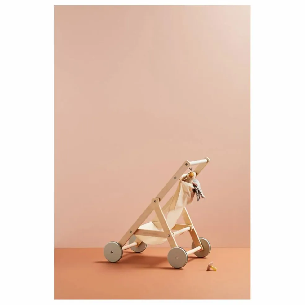 Poussette à jouer en bois | Blanc cassé