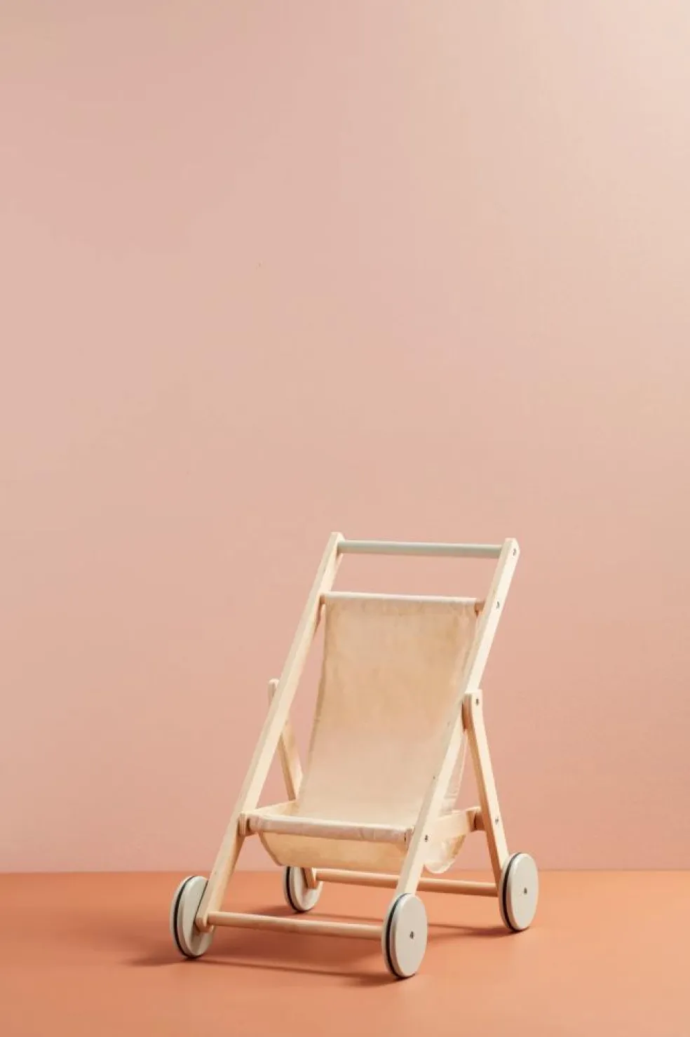 Poussette à jouer en bois | Blanc cassé