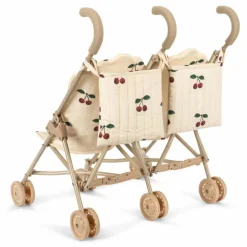 Poussette pour poupées jumelles Cerise | Ecru