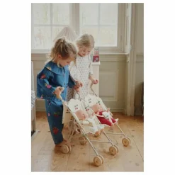 Poussette pour poupées jumelles Cerise | Ecru
