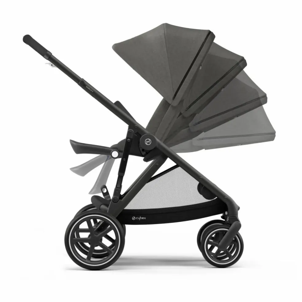 Poussette évolutive Gazelle S châssis noir | Gris clair