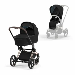 Poussette évolutive Priam 2022 châssis rose gold | Noir