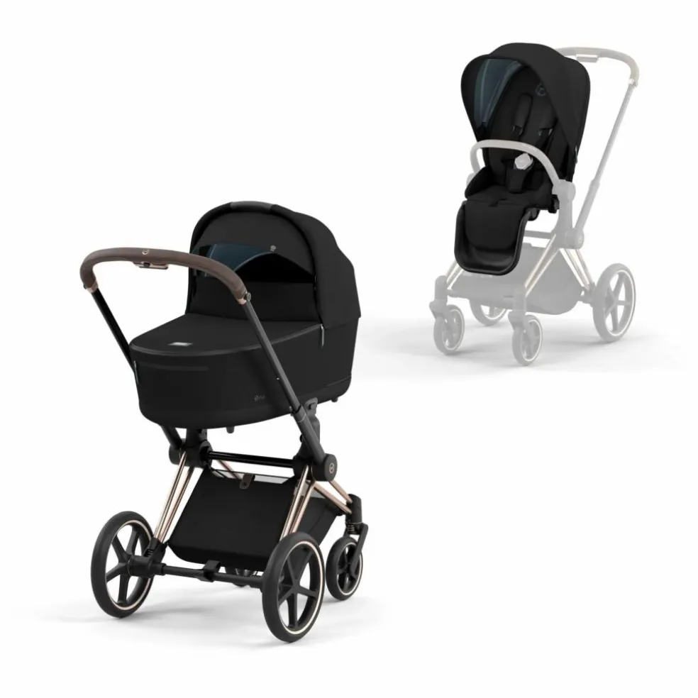 Poussette évolutive Priam 2022 châssis rose gold | Noir
