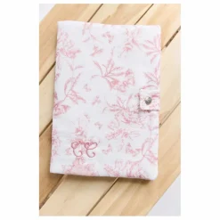 Protège carnet de santé Toile de Jouy | Rose pêche