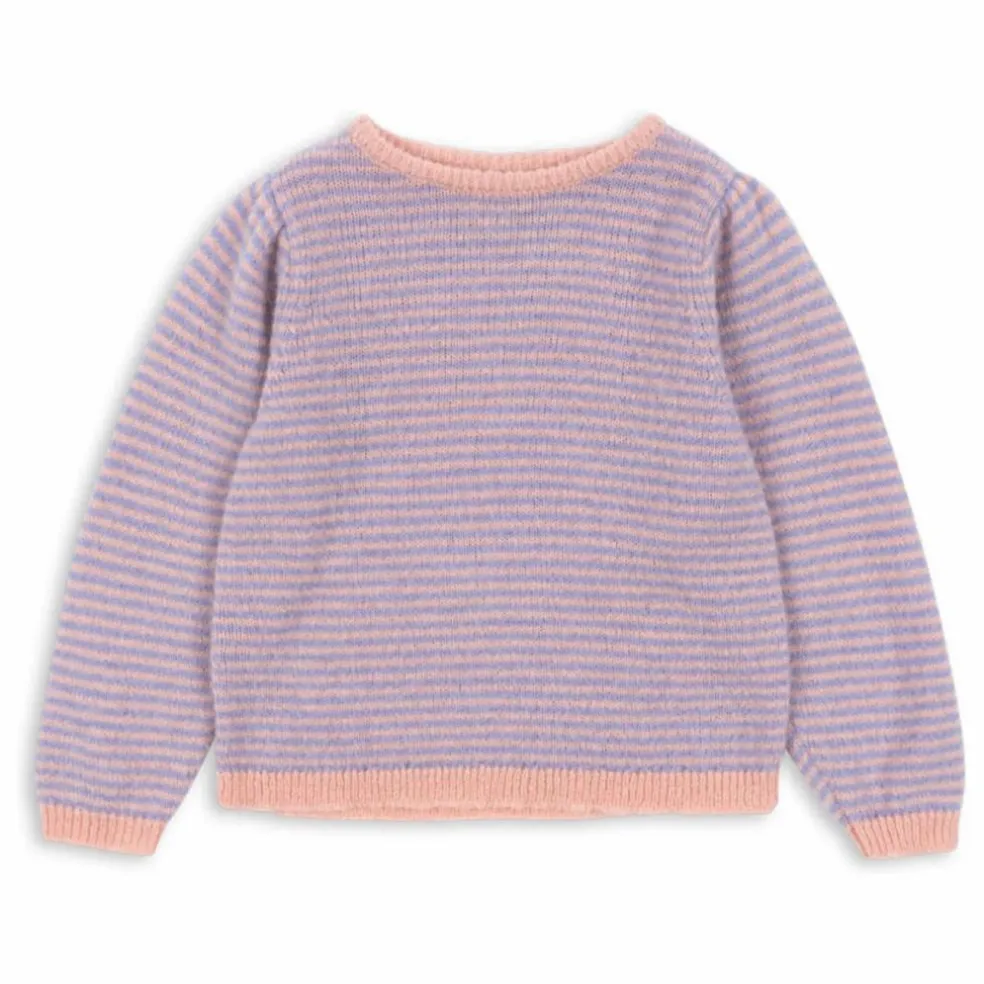 Pull Berle Puff Rayé Laine | Violet
