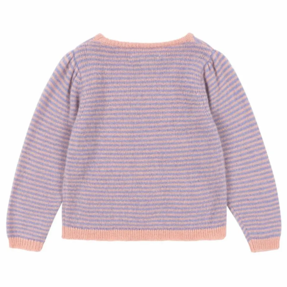 Pull Berle Puff Rayé Laine | Violet