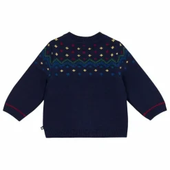 Pull Bords-Côtes Jacquard Laine | Bleu nuit