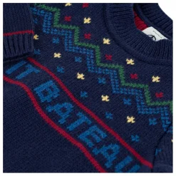 Pull Bords-Côtes Jacquard Laine | Bleu nuit
