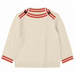 Pull Boutons Zigzag Maille Fine Laine de Mérinos | Ecru