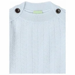 Pull Boutons Zigzag Maille Fine Laine de Mérinos | Bleu pâle