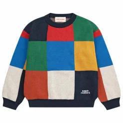 Pull Carreaux Coton Bio | Bleu