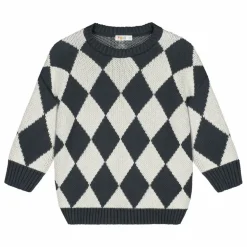 Pull Carreaux Coton Bio | Gris