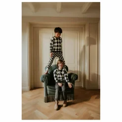 Pull Carreaux Coton Bio | Gris