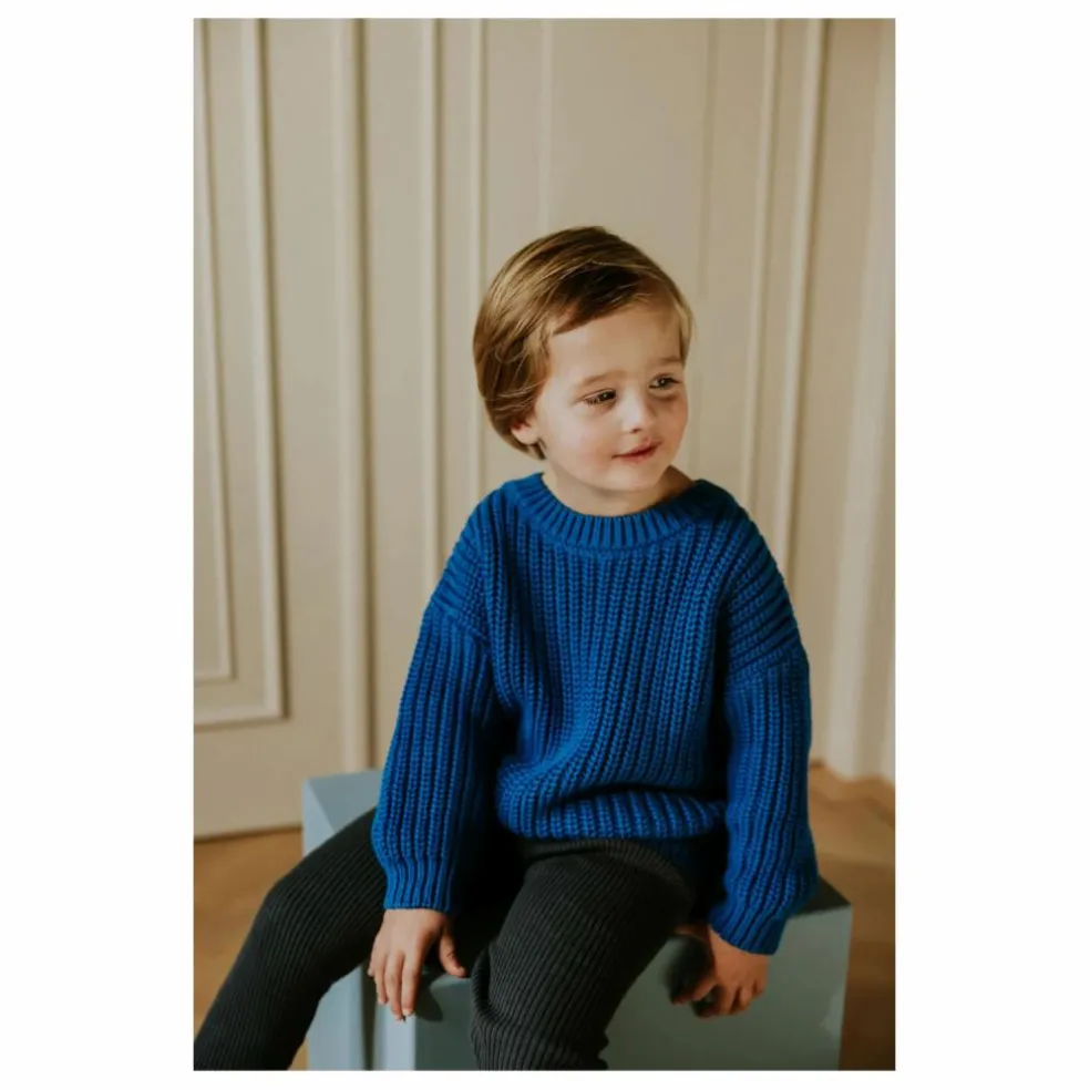 Pull Chunky Coton Bio | Bleu roi