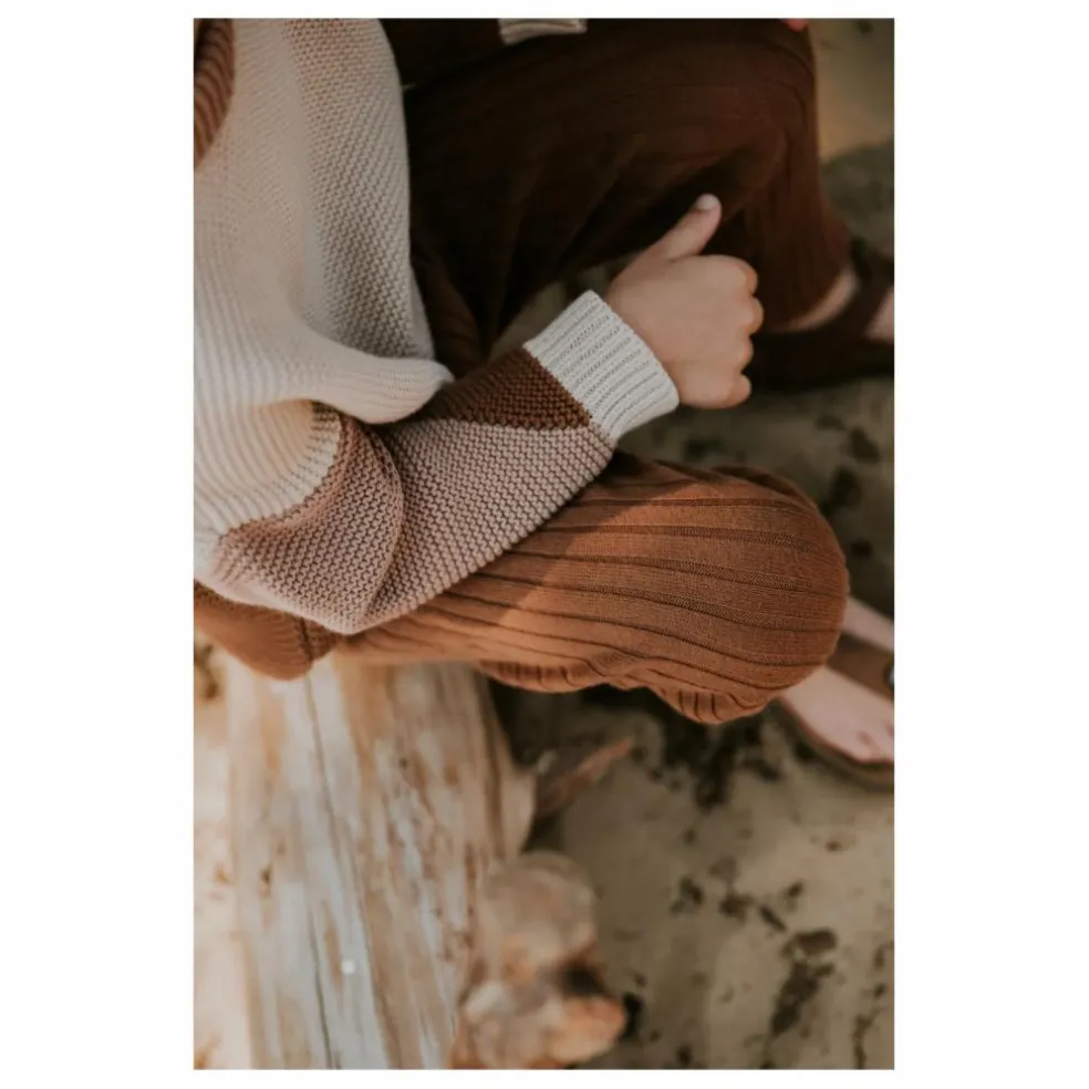 Pull Chunky Coton Bio Color Block | Marron