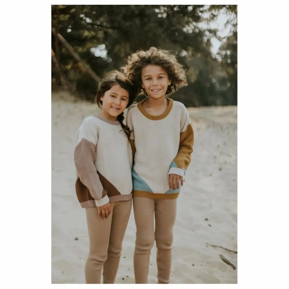 Pull Chunky Coton Bio Color Block | Marron