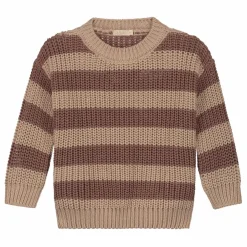Pull Chunky Coton Bio Rayé | Marron