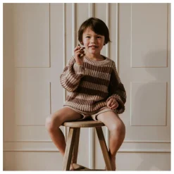 Pull Chunky Coton Bio Rayé | Marron