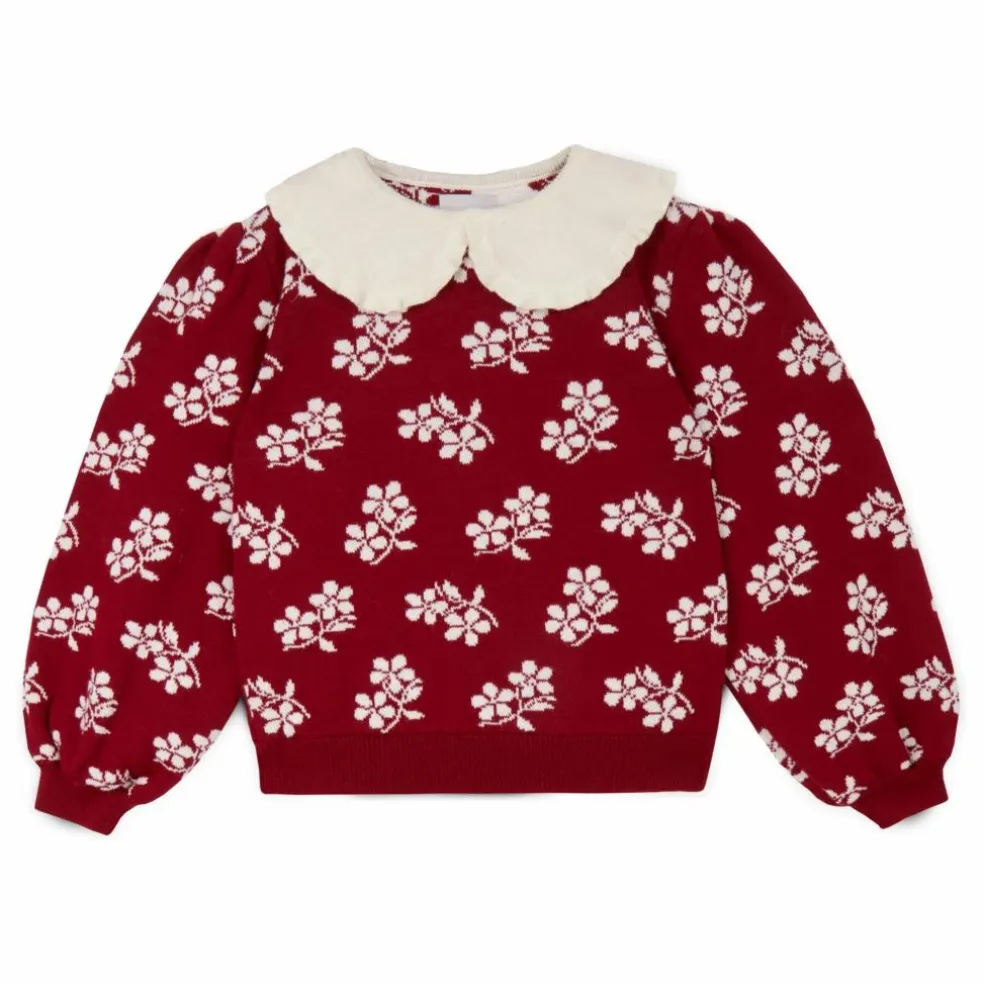 Pull Col Claudine Lila Laine Mérinos | Rouge