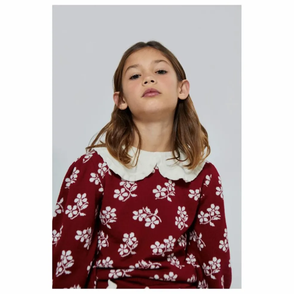 Pull Col Claudine Lila Laine Mérinos | Rouge