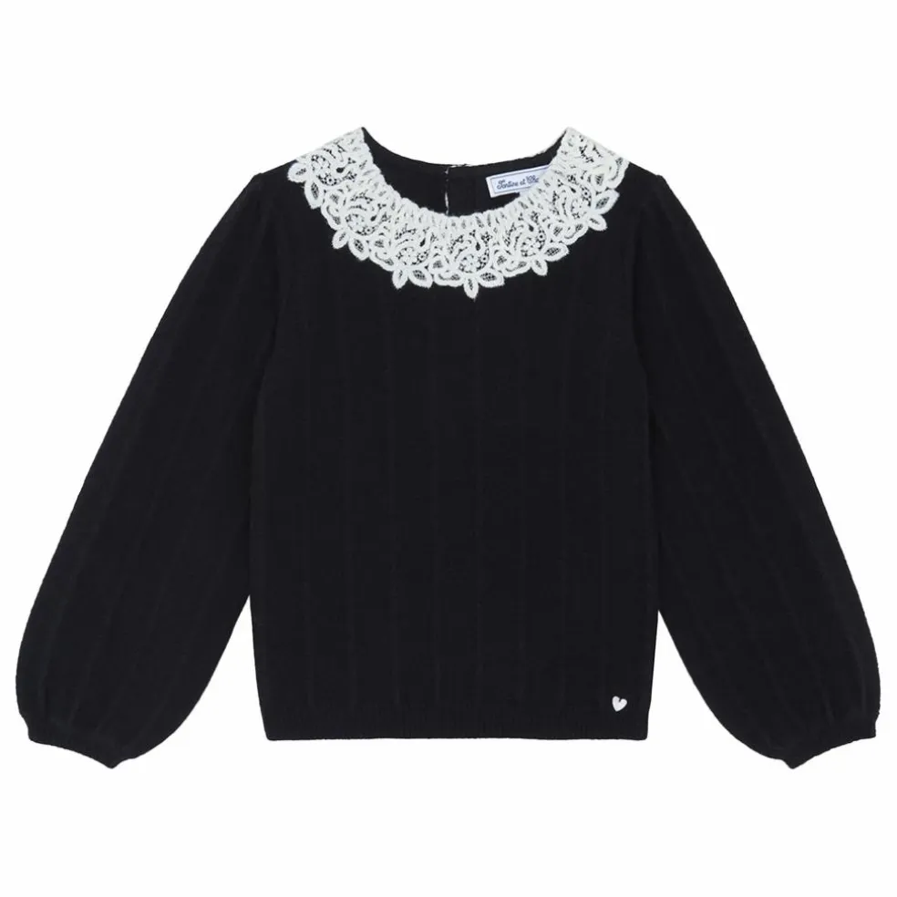 Pull Col Dentelle | Noir