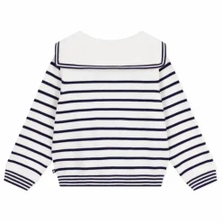 Pull Col Marin Rayé Coton Bio | Blanc