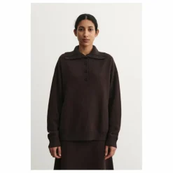 Pull Col Polo Feutre Laine Mérinos - Collection Femme | Marron
