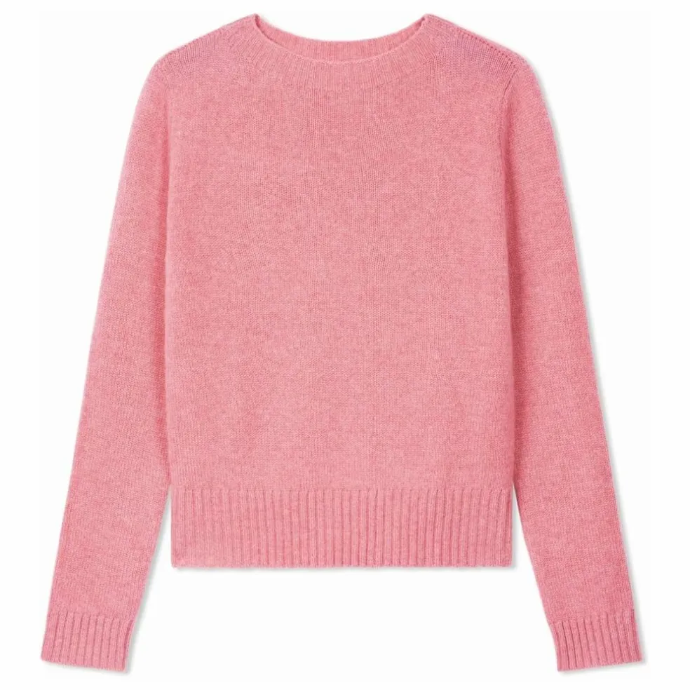 Pull Col Rond 4 Fils CachemireG58023 | Rose bonbon