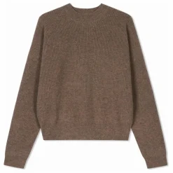 Pull Col Rond Ample Côtes Cachemire | Beige
